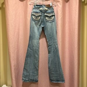 Light wash sequin jean